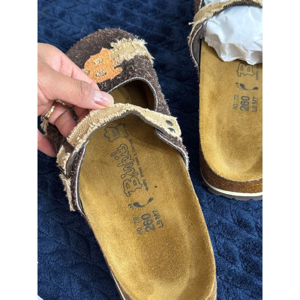 RARE‎ Birkenstock Birki's Brown Suede Khaki Canvas Clog Men's 7 - Picture 3 of 6